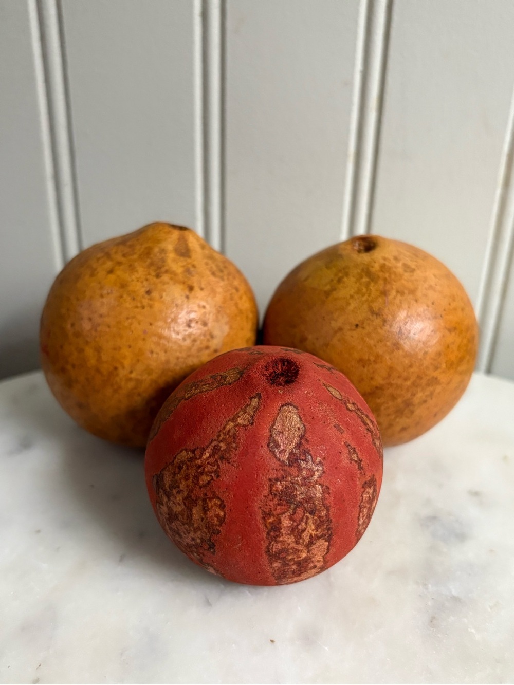 Trio of Vintage Decorative Dried Gourds/Seed Pods Yellow & Orange VTG Retro Boho